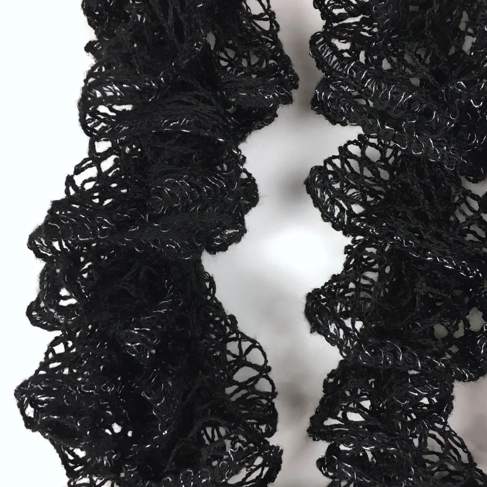 2 Scarf Lot BCBGeneration Infinity Knit Handmade Metallic Ruffle Lace Minimalist